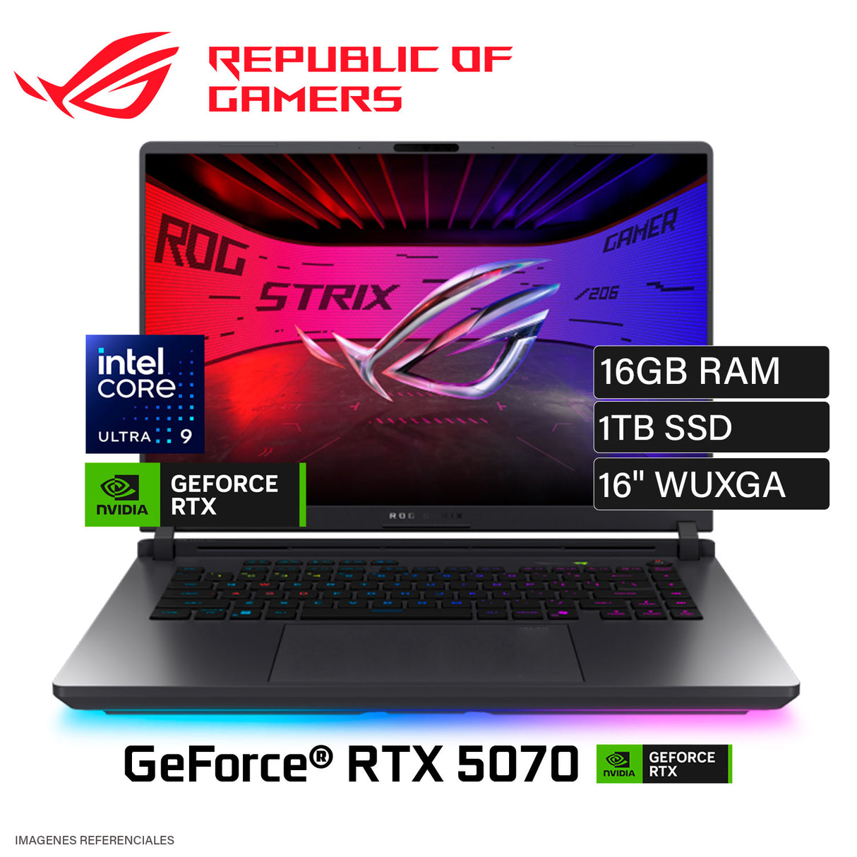 Laptop Asus ROG Strix G615LP-RV019W Intel Core Ultra 9 275HX RAM 16GB Disco 1TB SSD NVIDIA RTX 5070 8GB 16" WUXGA Windows 11 (90NR0LN1-M000N0)