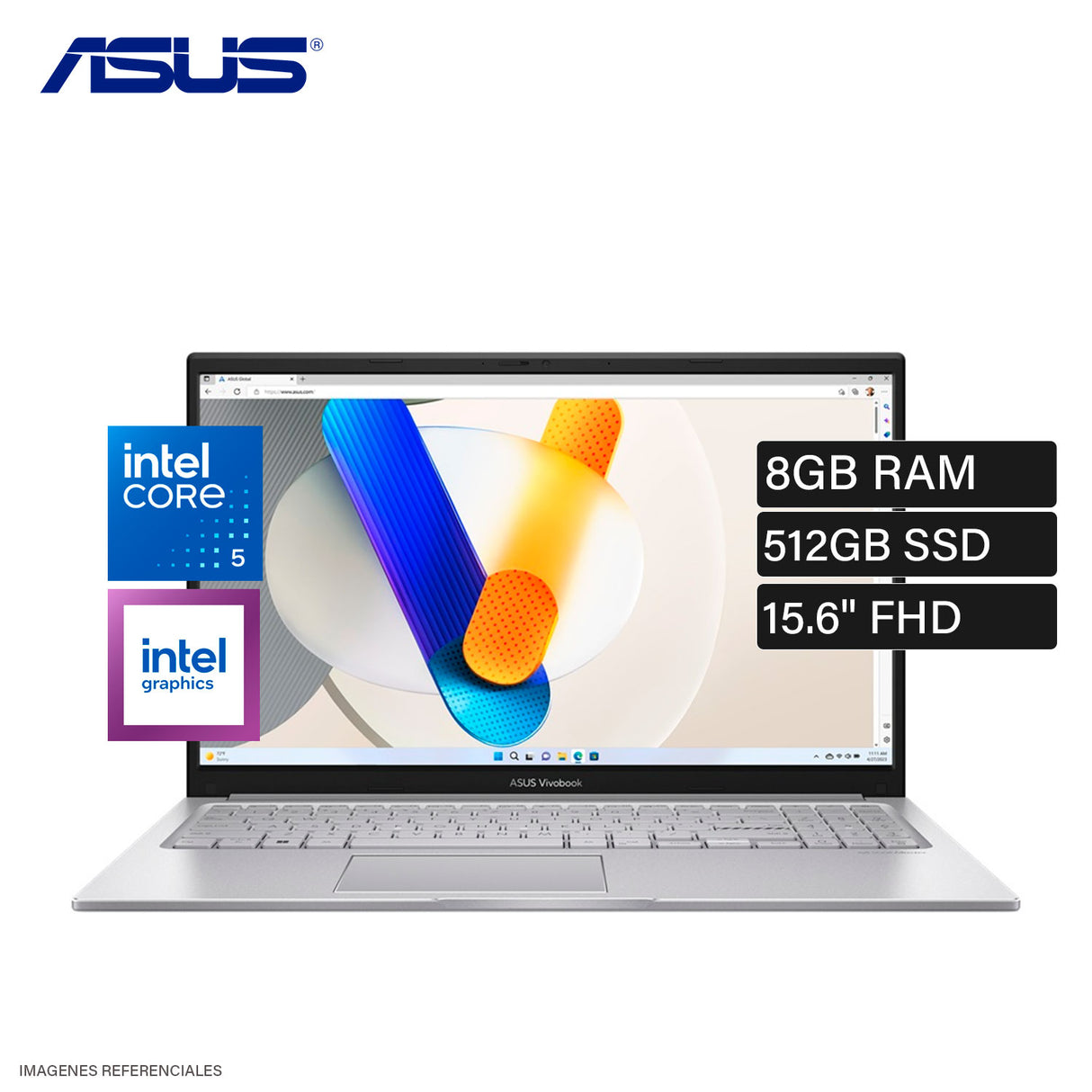 Laptop ASUS VivoBook X1504VA X1504VA-BQ631W Intel Core 5 120U Ram 16GB Disco 512GB SSD 15.6″ FHD Windows 11 (X1504VA-BQ631W)