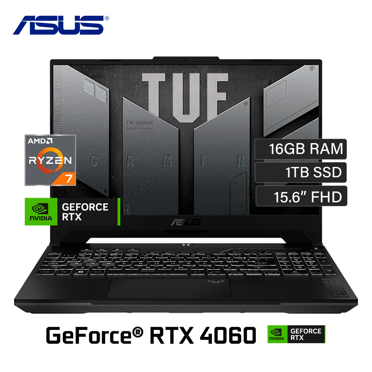 Laptop ASUS TUF Gaming FA507NV-LP153 Ryzen 7 7735HS RAM 16GB Disco 1TB SSD Video Nvidia RTX 4060 8GB 15.6" FHD FreeDos