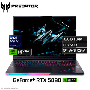 Laptop Acer Predator Helios 18 AI PH18-73-91S0 Intel Core Ultra 9 275HX Ram 32GB Disco 1TB SSD Nvidia RTX 5090 24GB 18" WQUXGA FreeDos