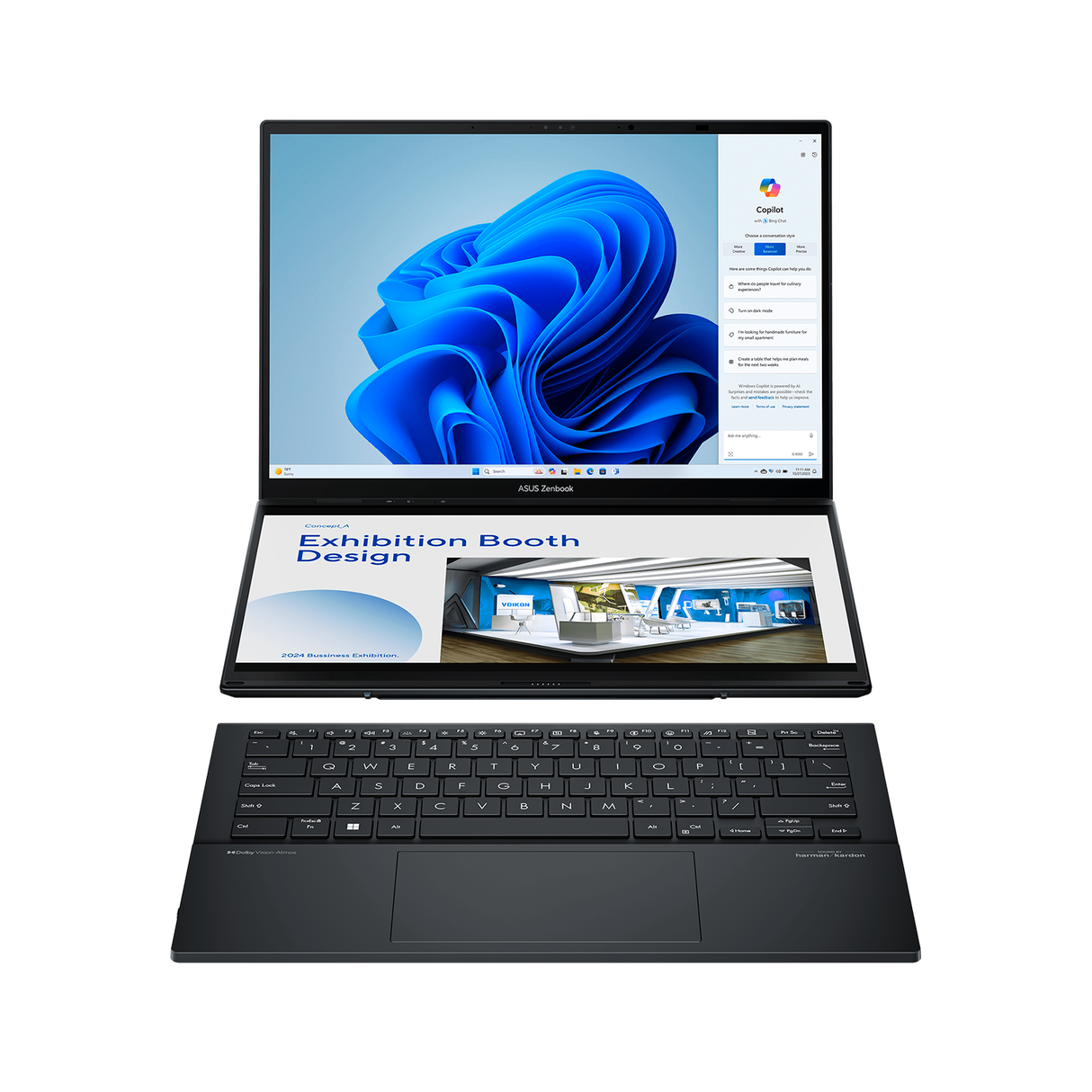 Laptop Asus Zenbook Duo UX806MA-DS76T Core Ultra 7 155H RAM 16GB Disco 1TB SSD 14" Dual WUXGA Táctil Windows 11