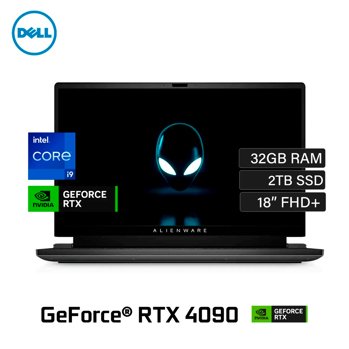 Laptop Dell Alienware M18 R1 Intel Core I9 13980HX  RAM 32GB Disco 2TB SSD Video NVIDIA RTX 4090 16GB 18" FHD+ Windows 11