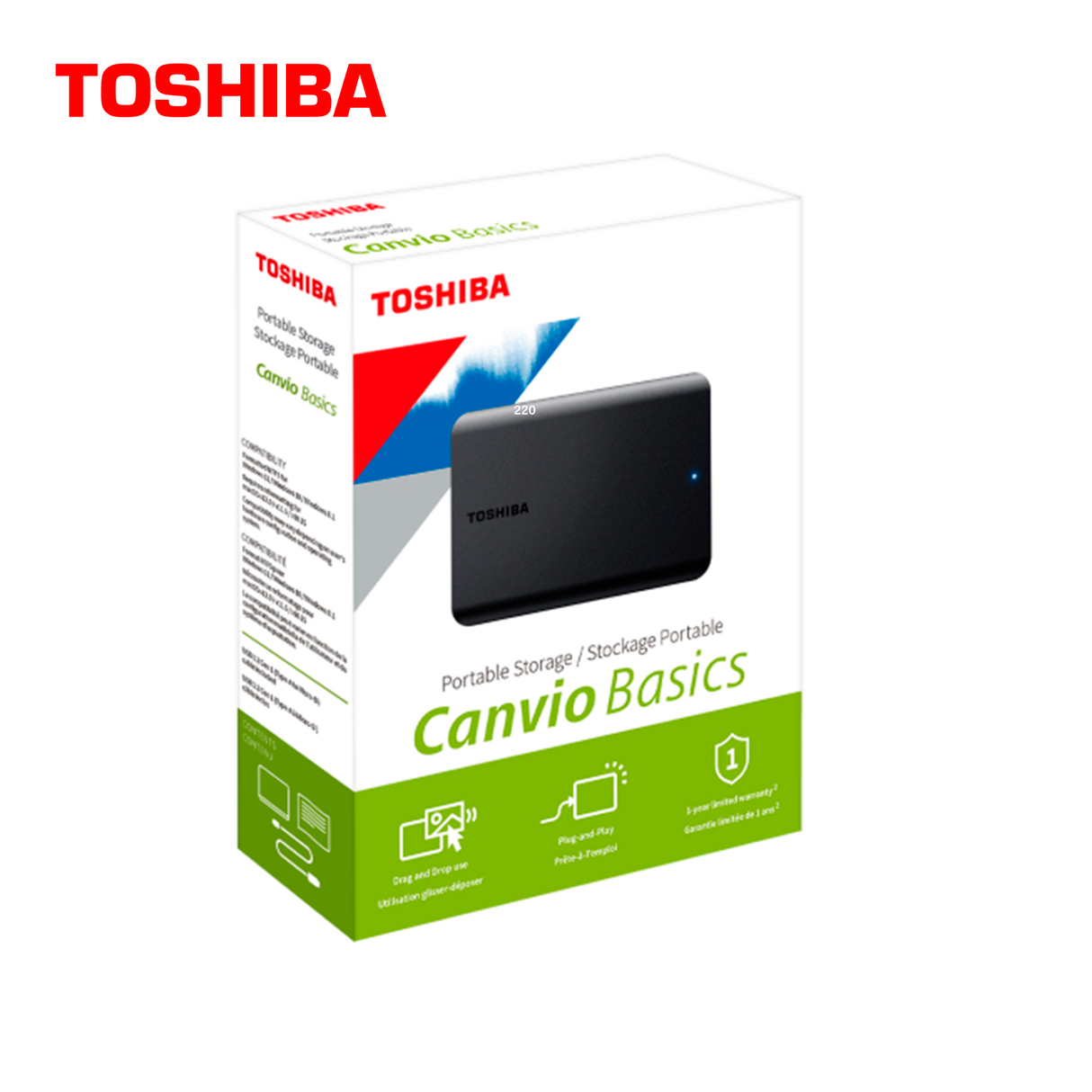 Disco Duro Portátil Toshiba Canvio Basics 1TB USB 3.0 2.5"