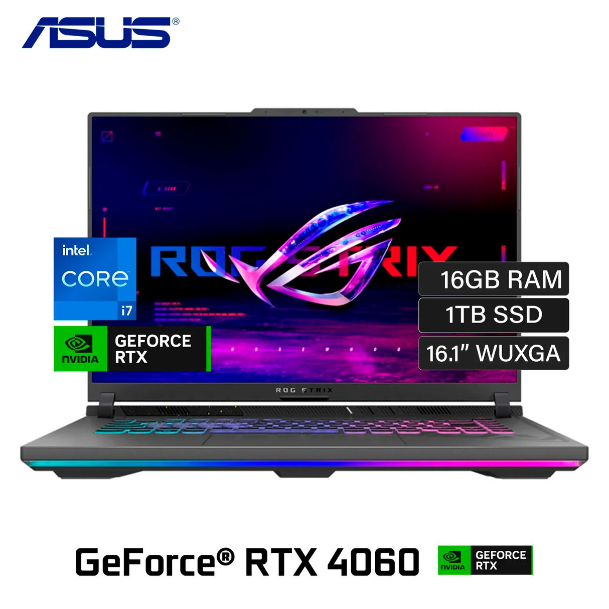 Laptop Asus ROG Strix G614JV-AS94 Intel Core i9 13900HX Ram 16GB Disco 1TB SSD Video Nvidia RTX 4060 8GB 16" WUXGA Windows 11
