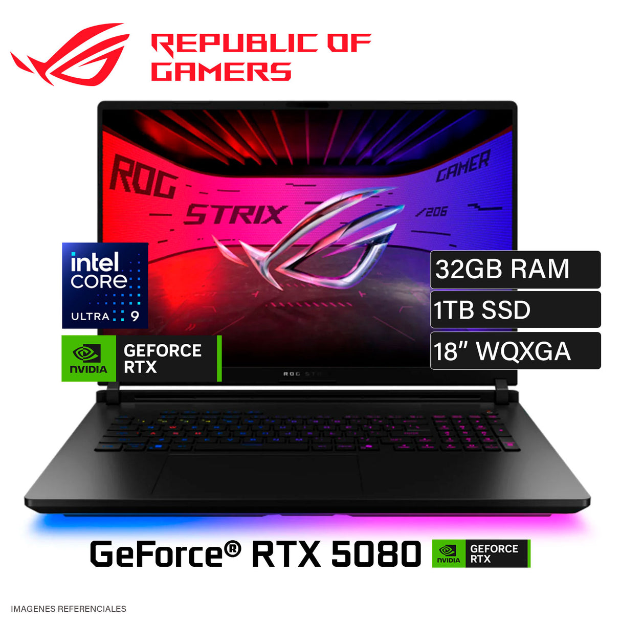 Laptop Asus Rog Strix Scar 18 (2025) G835LW-SA152W Intel Core Ultra 9 275HX Ram 32GB Disco 1TB SSD Video Nvidia RTX 5080 16GB 18" WQXGA Windows 11