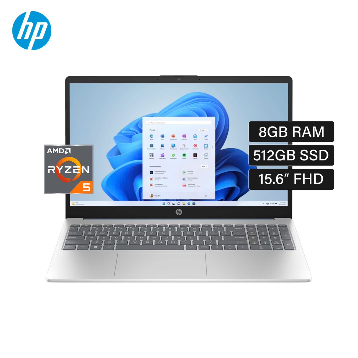 Laptop HP 15-FC0008LA Ryzen 5 7520U RAM 8GB Disco 512GB SSD 15.6" FHD Windows 11