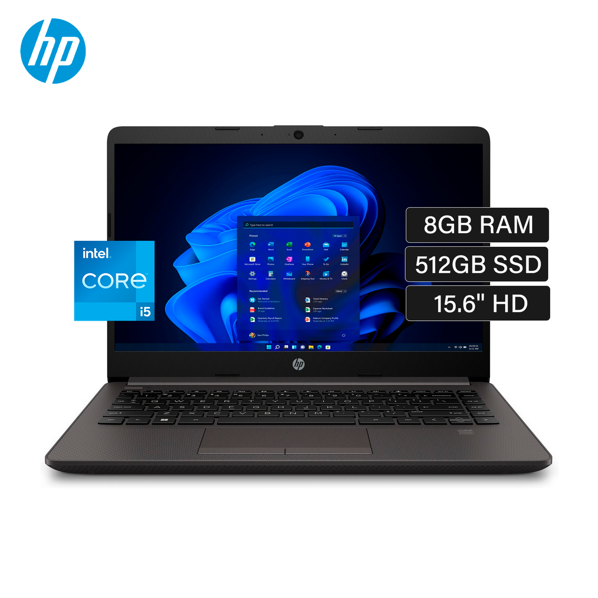 Laptop HP 250 G10 Intel Core i5 1335U RAM 8GB Disco 512GB SSD 15.6" HD FreeDos