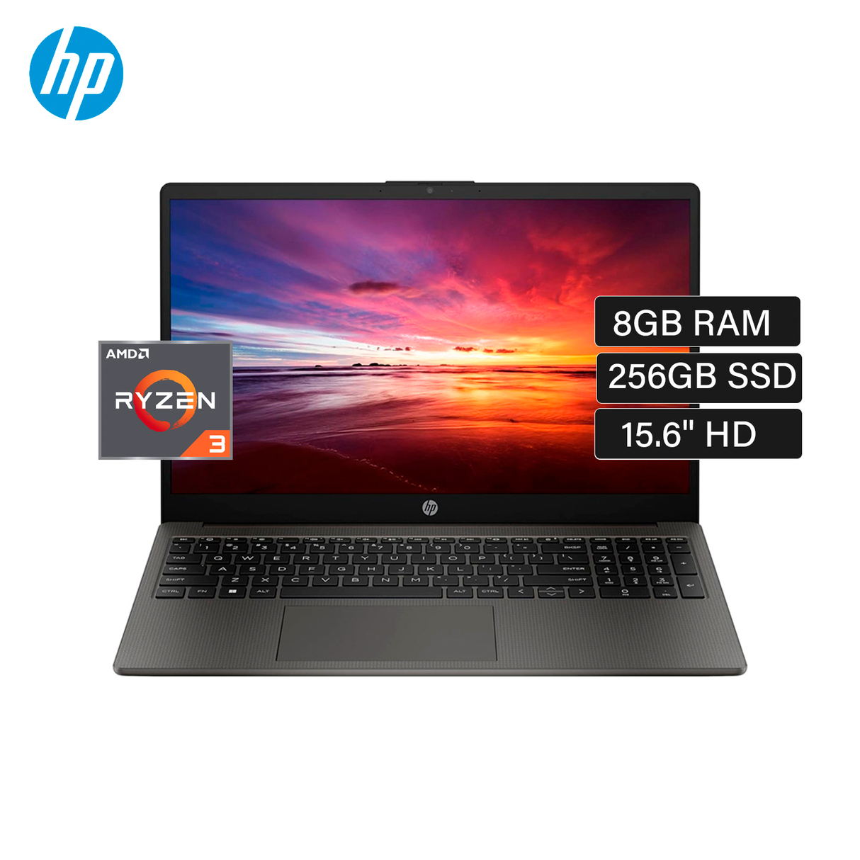 Laptop HP 255 G10 AMD Ryzen 3 7330U RAM 8GB Disco 256GB SSD 15.6" HD FreeDos