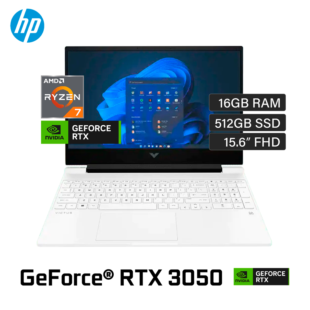 Laptop HP Victus 15-FB0109LA Ryzen 7 5800H Ram 16GB Disco 512GB SSD Video Nvidia RTX 3050 4GB 15.6" FHD Windows 11