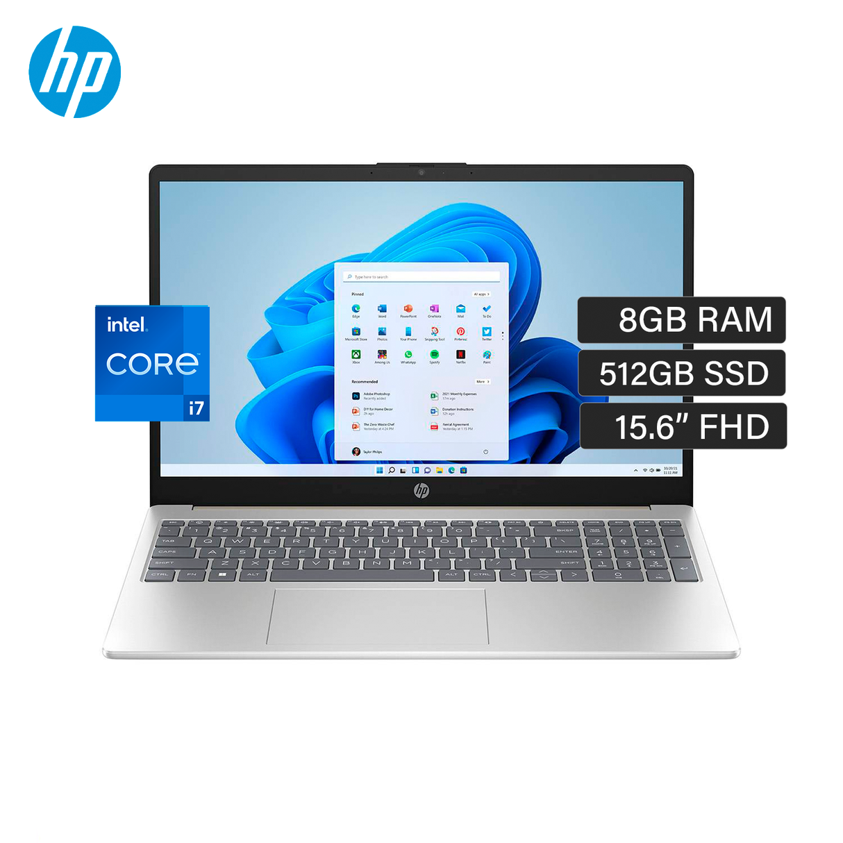 Laptop HP 15-FD0008LA Intel Core i7 1355U Ram 8GB Disco 512GB SSD 15.6" Windows 11