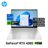 Laptop HP Envy 16-H1053DX Intel Core i7 13700H Ram 16GB Disco 1TB SSD Video Nvidia RTX 4060 8GB 16" WQXGA Tactil Windows 11