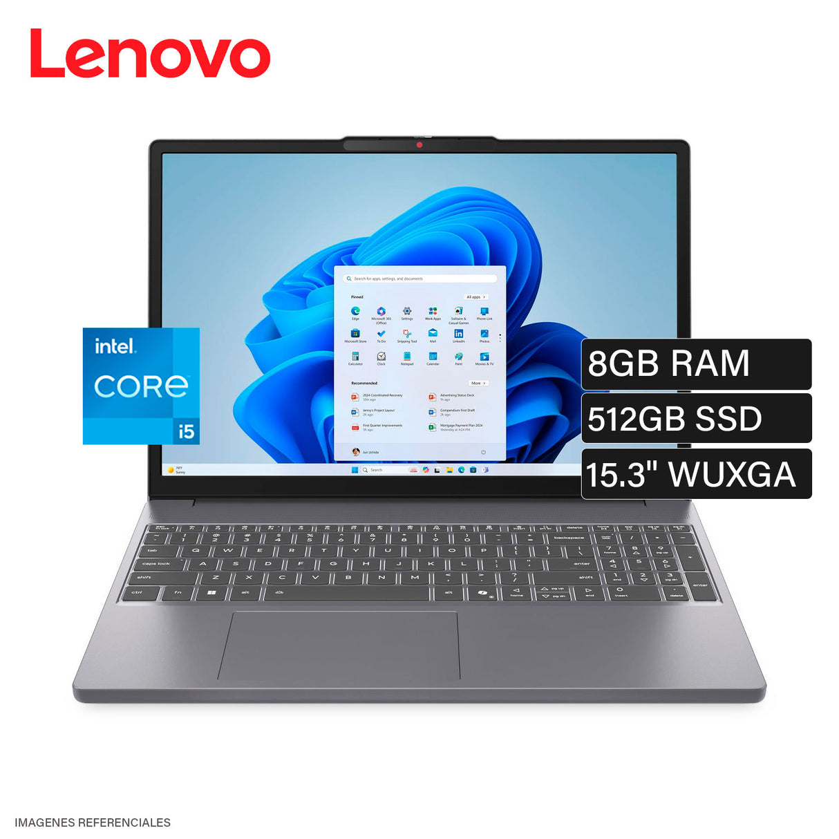 Laptop Lenovo IdeaPad Slim 3 15IRH10 Intel Core i5-13420H RAM 8 GB Disco 512 GB SSD 15.3" WUXGA FreeDOS (83K100KELM)