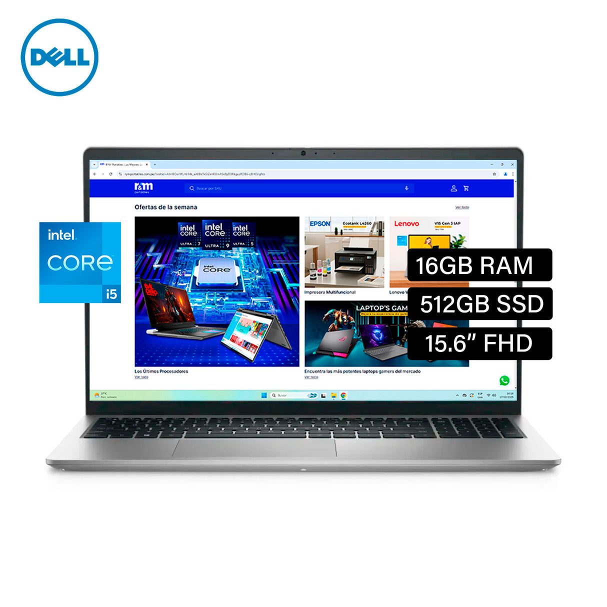 Laptop Dell Inspiron 15 3520 Intel Core i5 1235U RAM 16 GB Disco 512GB SSD 15.6" FHD Windows 11 Pro (HKG75R16W11)