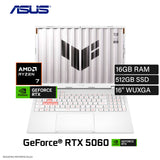 Laptop ASUS TUF A16 FA608MI-TU255 AMD Ryzen 7 260 Ram 16GB Disco 512GB SSD NVIDIA RTX 5060 8GB 16″ WUXGA FreeDOS