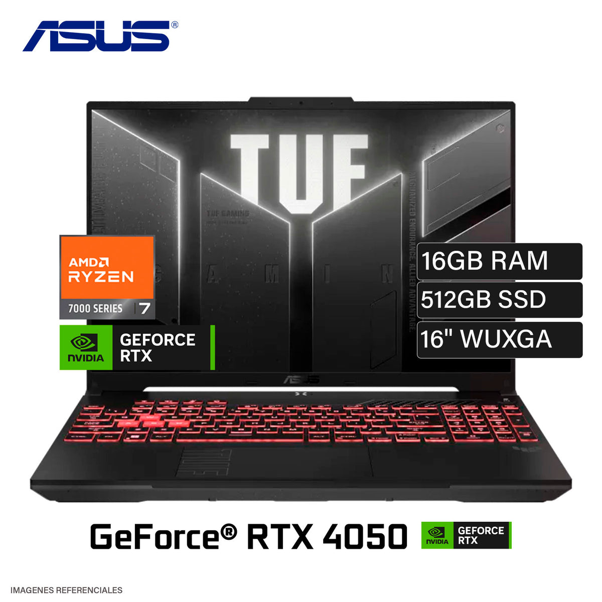 Laptop ASUS TUF Gaming A16 FA607NUG Ryzen 7 7445HS Ram 16GB Disco 512GB SSD NVIDIA RTX 4050 6GB 16″ WUXGA Windows 11 OPEN BOX