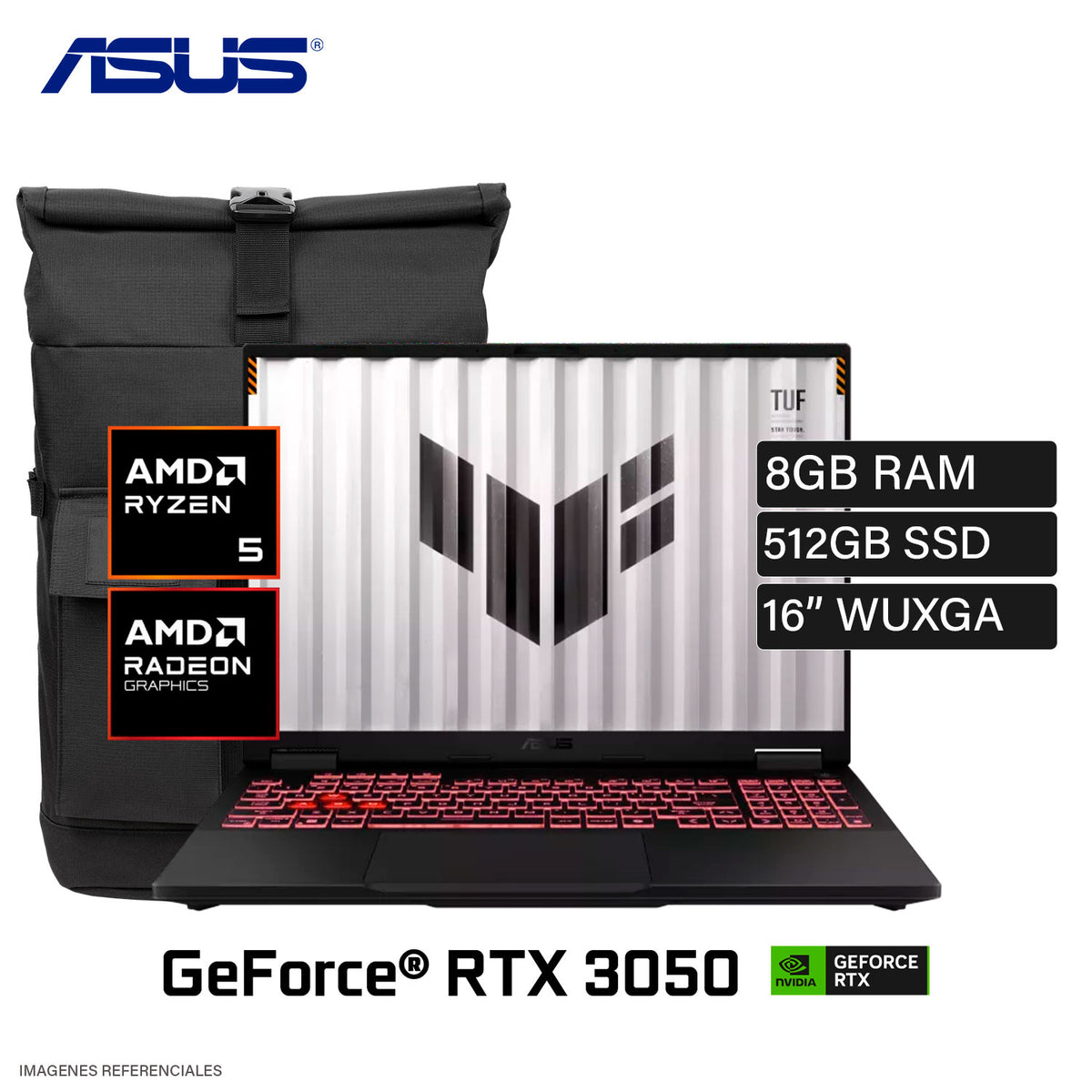 Laptop Asus TUF Gaming A16 FA608UHI-TU242W AMD Ryzen 7 260 Ram 8GB Disco 512GB SSD NVIDIA RTX 5050 8GB 16″ WUXGA Windows 11 Home (90NR0KS1-M00JR0)