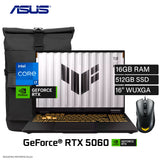 Laptop Asus TUF Gaming F16 FX608JMI-TU350 Intel Core i7 14650HX Ram 16GB Disco 512GB SSD NVIDIA RTX 5060 8GB 16″ WUXGA FreeDOS