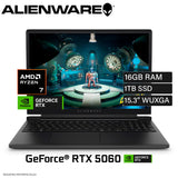 Laptop Dell Alienware LDA15265 AMD Ryzen 7 260 Ram 16GB Disco 1TB SSD NVIDIA RTX 5060 8GB 15.3" WUXGA Windows 11 (LDA15265 7348BLK-PUS)