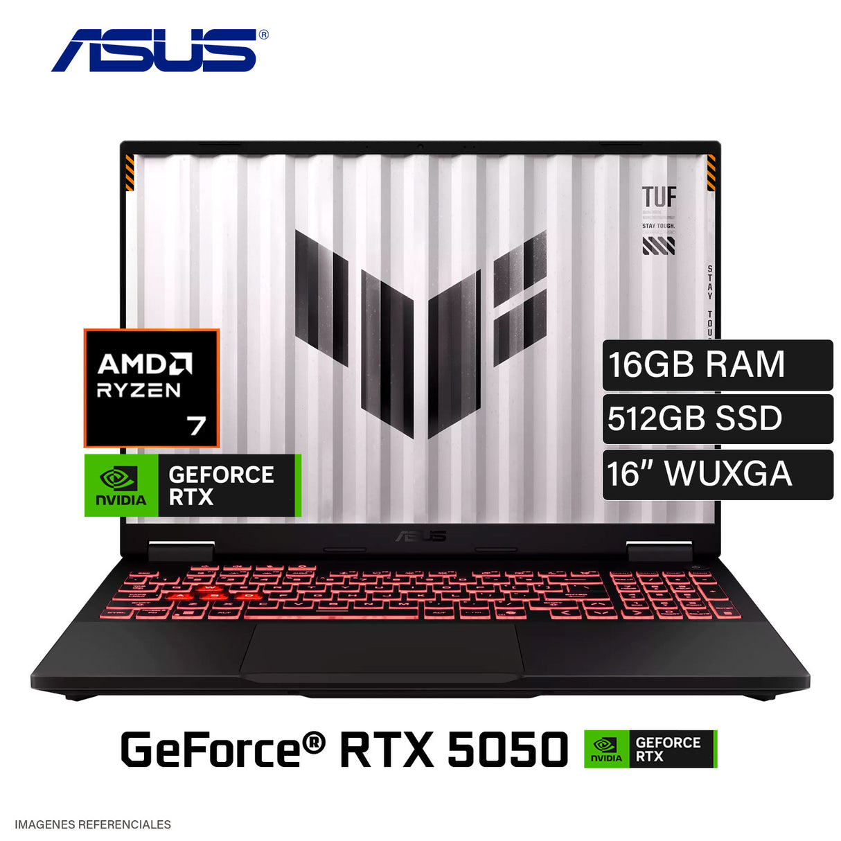 Laptop Gamer Asus TUF A16 FA608UM-RV069W AMD Ryzen 7 260 Ram 16GB Disco 512GB SSD RTX 5050 8GB 16″ WUXGA Windows 11 (FA608UM-RV069W)