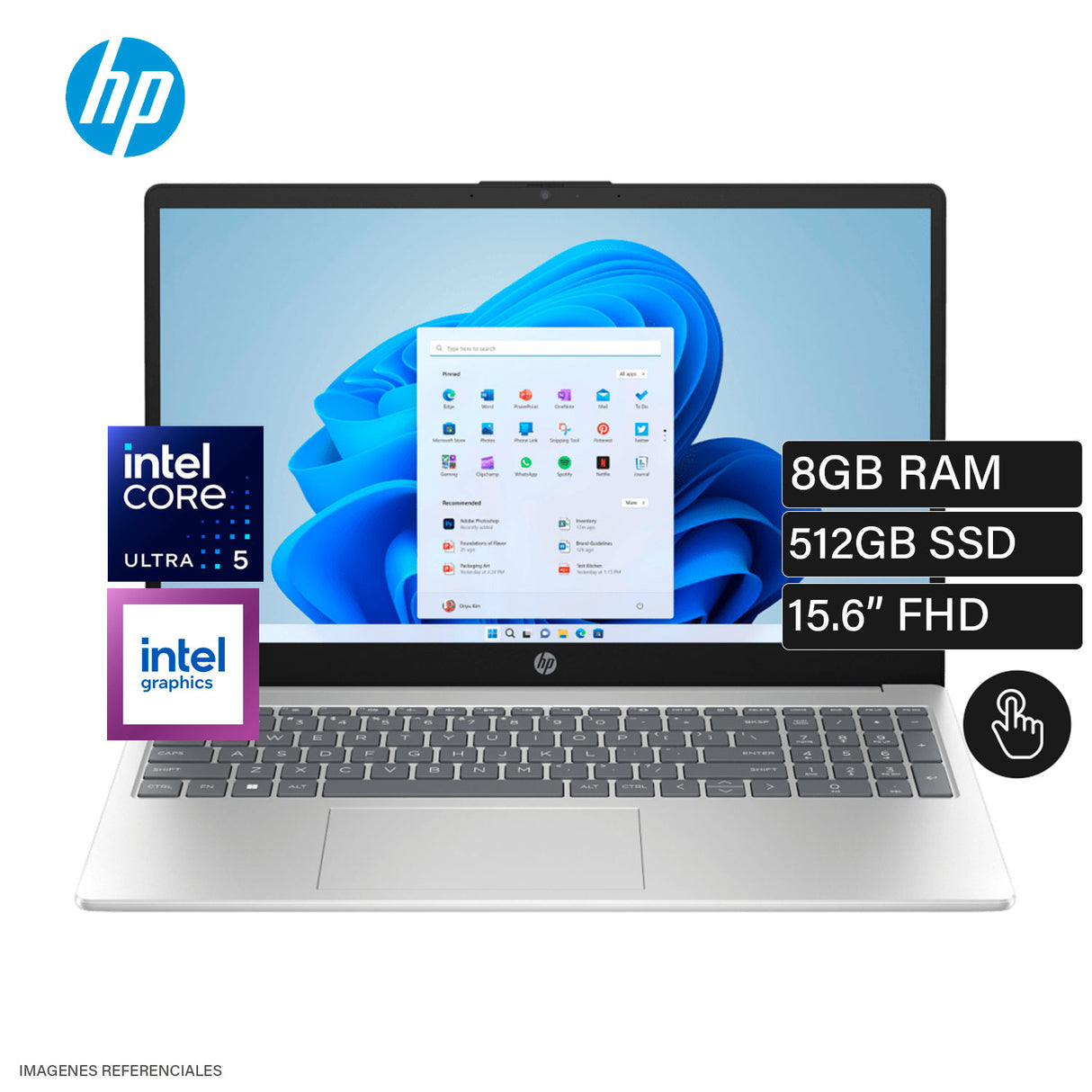 Laptop HP 15-FD2351LA Intel Core Ultra 5 225U 8GB RAM 512GB SSD 15.6" FHD Táctil Windows 11 D2JV8LA