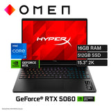 Laptop Gamer HyperX  HP OMEN 15-GA0001LA Intel Core i7-14650HX Ram 16GB Disco 512GB SSD NVIDIA RTX 5060 8GB 15.3" 2K Windows 11 (D62W3LA#ABM)