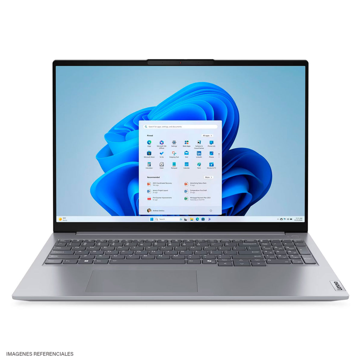 Laptop Lenovo ThinkBook 16 G7 ARP Ryzen 5 7535HS Ram 8GB Disco 512GB SSD 16″ WUXGA Windows 11 Pro (21MW006HCL)