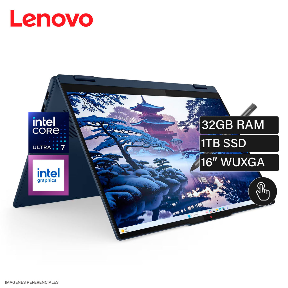 Laptop Lenovo IdeaPad 5 2-in-1 16IAL10 Intel Core Ultra 7 255U Ram 32GB Disco 1TB SSD 16″ WUXGA Pantalla Táctil Windows 11 (83KS001BUS)