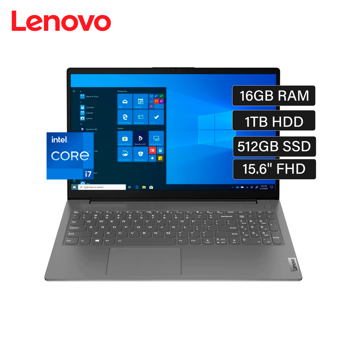 Laptop LENOVO V15 Gen 2 ITL Intel Core i7 1165G7 RAM 16GB Disco 512GB SSD + 1TB HDD 15.6" FHD FreeDos