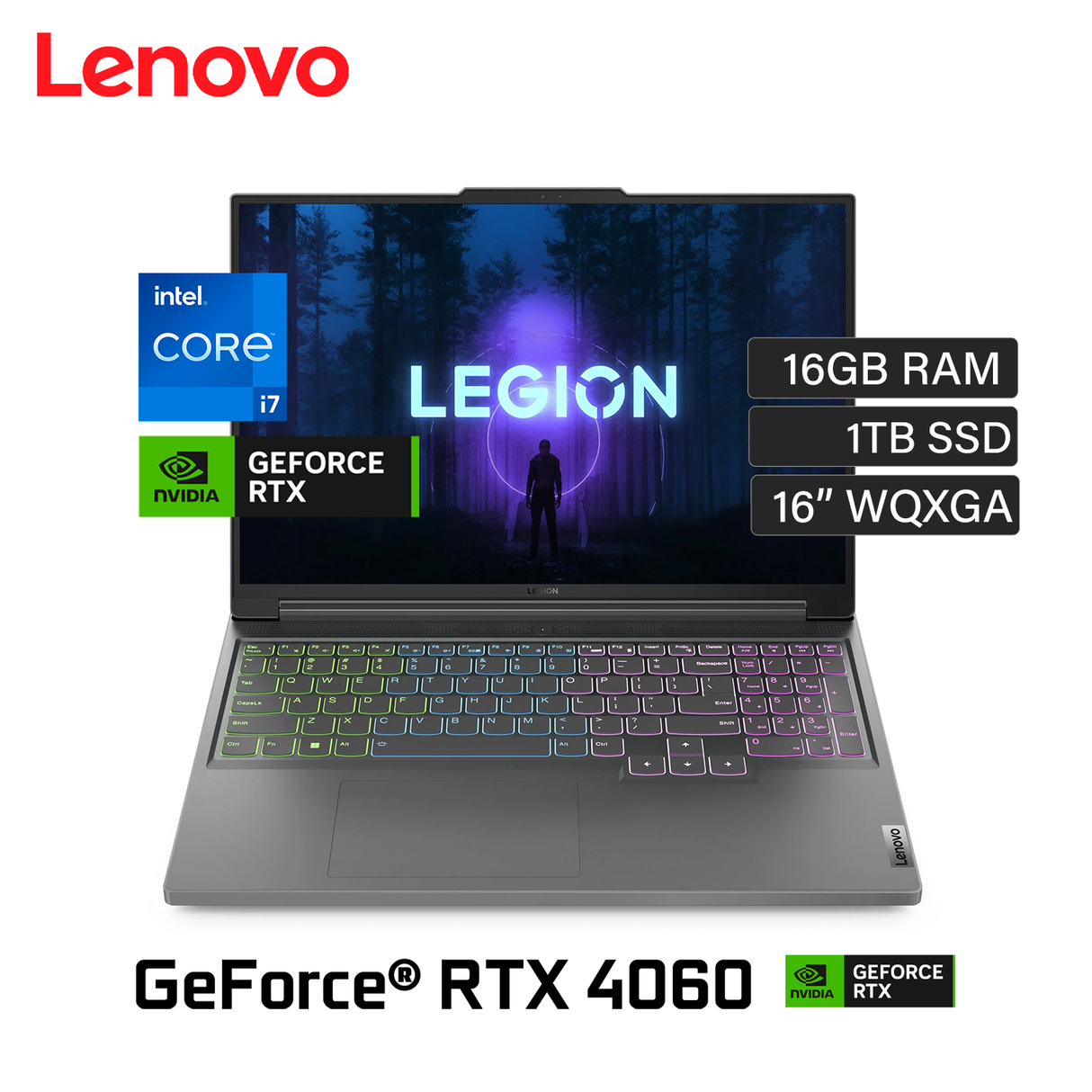 Laptop Lenovo Legion Slim 5 16IRH8 Intel Core i7 13700H Ram 16GB Disco 1TB SSD Video RTX 4060 8GB 16" WUXGA Windows 11