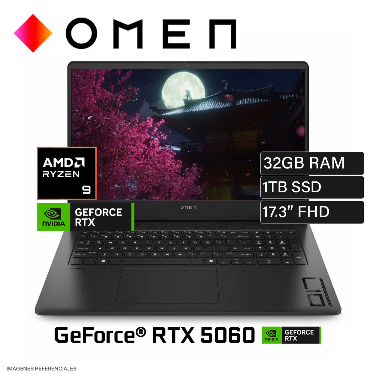 Laptop HP OMEN 17-DB1002LA AMD Ryzen AI 9 365 Ram 32GB Disco 1TB SSD NVIDIA RTX 5060 8GB 17.3" FHD FreeDOS (CW4G9LA#ABM)