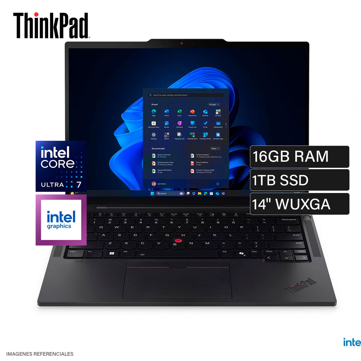 Laptop Lenovo ThinkPad T14S Gen 6 Intel Core Ultra 7 255U RAM 16 GB Disco 1 TB SSD 14" WUXGA Windows 11 Pro (21R2000RLM)