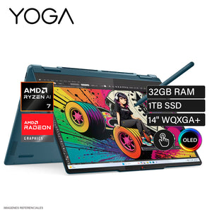 Laptop Lenovo Yoga 7 2-En-1 14AKP10 Ryzen AI 7 350 RAM 32GB Disco 1TB SSD 14" WQXGA+ OLED Táctil  FreeDos
