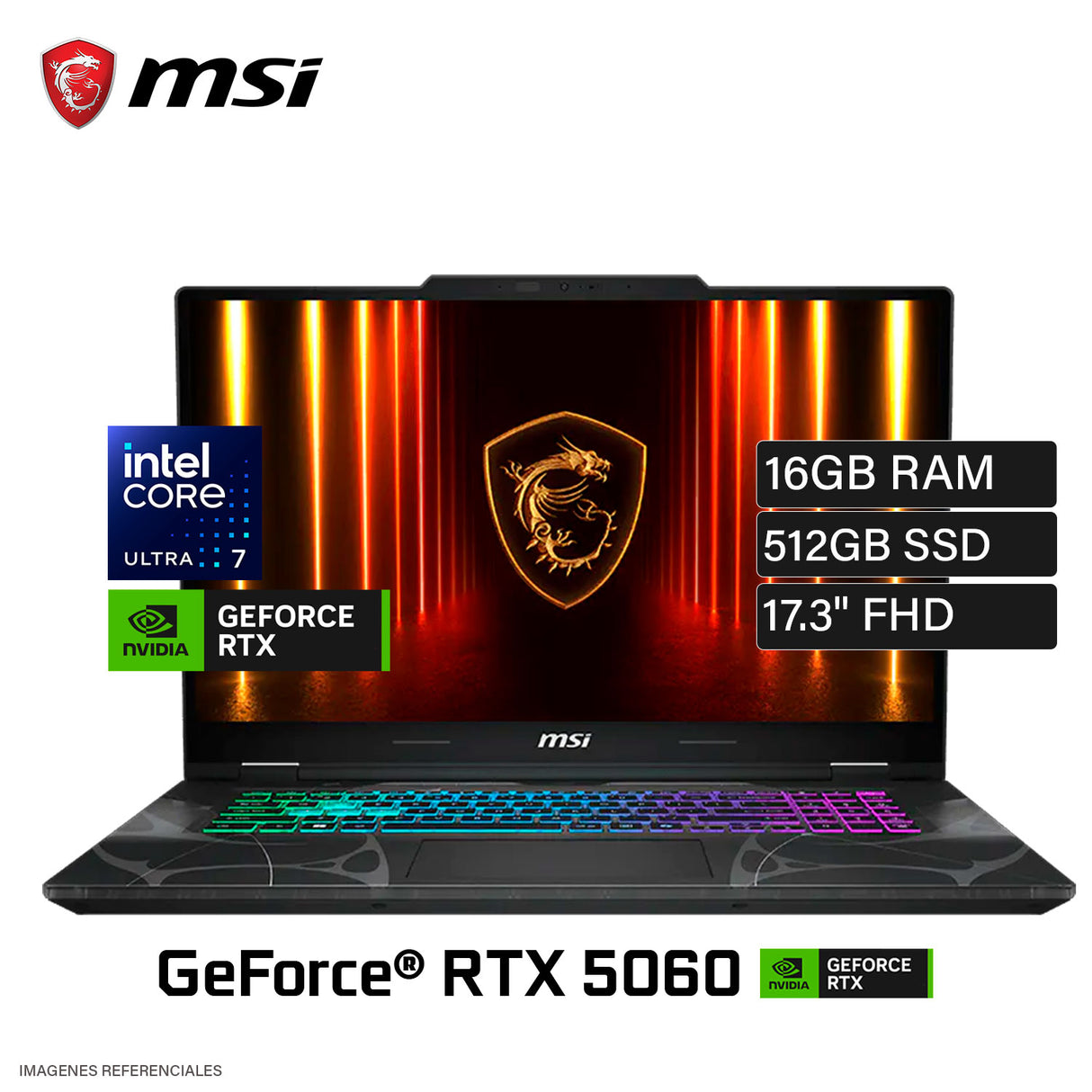 Laptop MSI Cyborg 17 B2RWFKG Intel Core 7 240H Ram 16GB Disco 512GB SSD NVIDIA RTX 5060 8GB 17.3″ FHD Windows 11 (9S7-17U332-047)