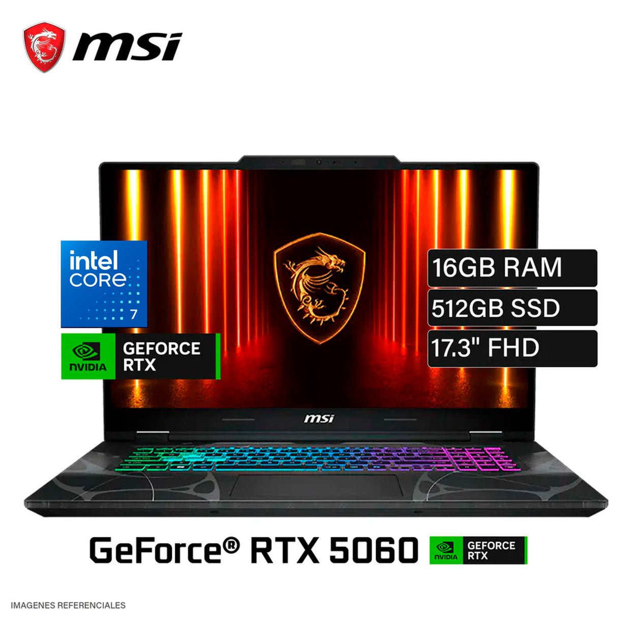 Laptop MSI Cyborg 17 B2RWFKG Intel Core 7 240H Ram 16GB Disco 512GB SSD NVIDIA RTX 5060 8GB 17.3″ FHD Windows 11 (9S7-17U332-047)