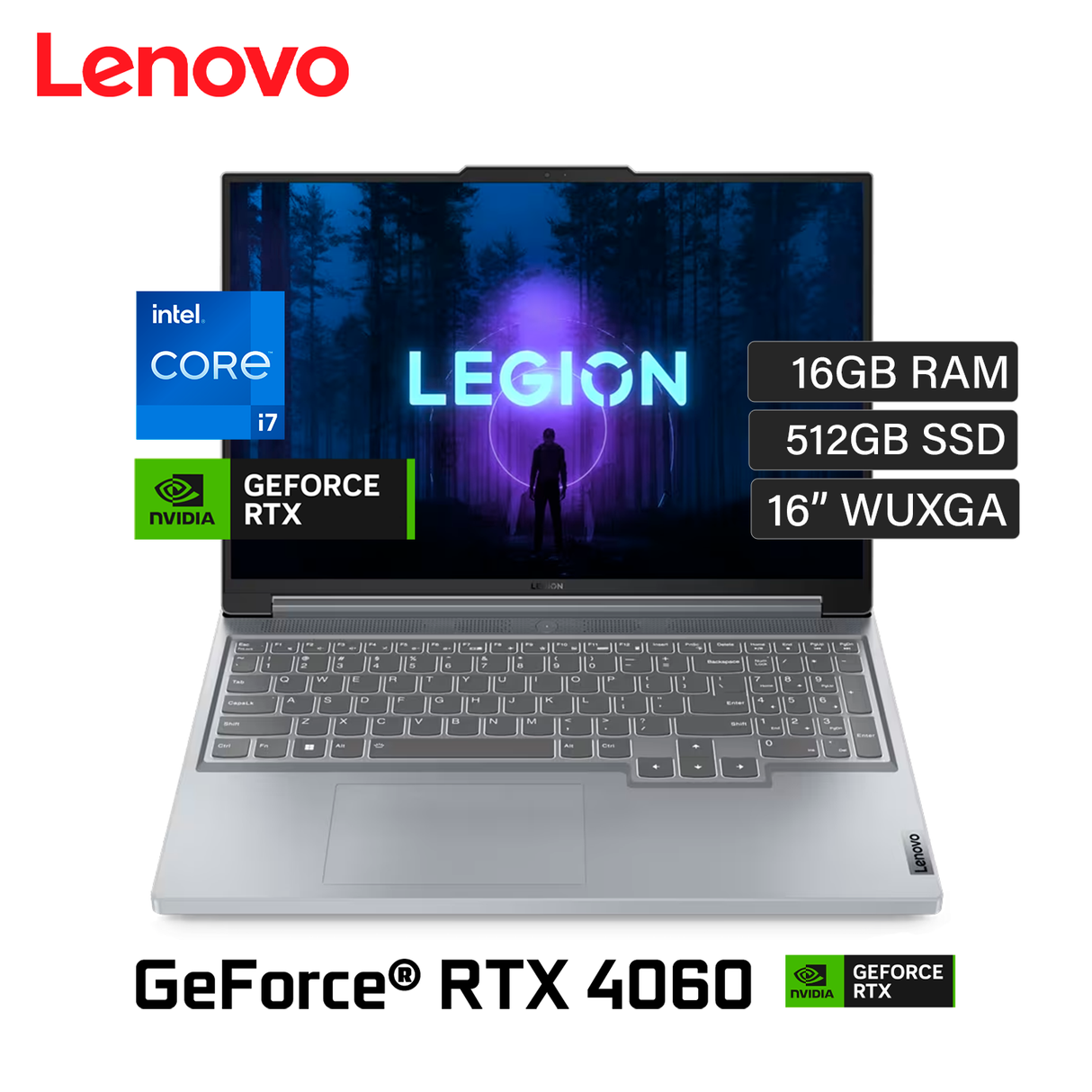 Laptop Lenovo Legion Slim 5 16IRH8 Intel Core i7 13700H Ram 16GB Disco 512GB SSD Video RTX 4060 8GB 16" WUXGA Windows 11