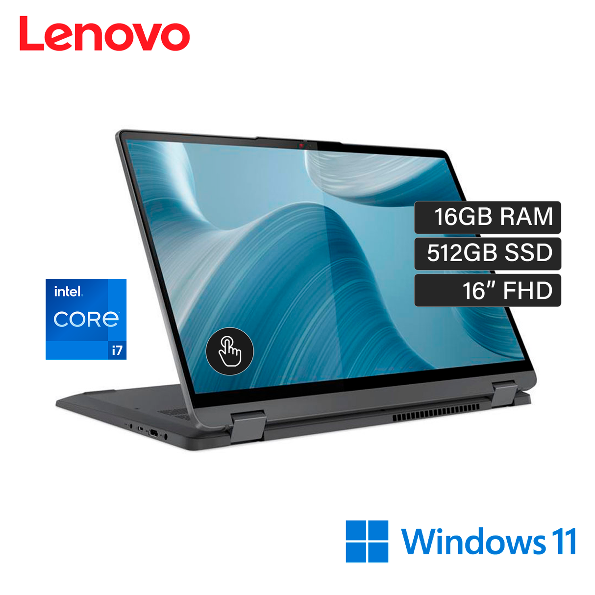 Laptop Lenovo Flex 5 16IAU7 Intel Core i7 1255U RAM 16GB Disco 512GB SSD 16″ FHD Touch Windows 11