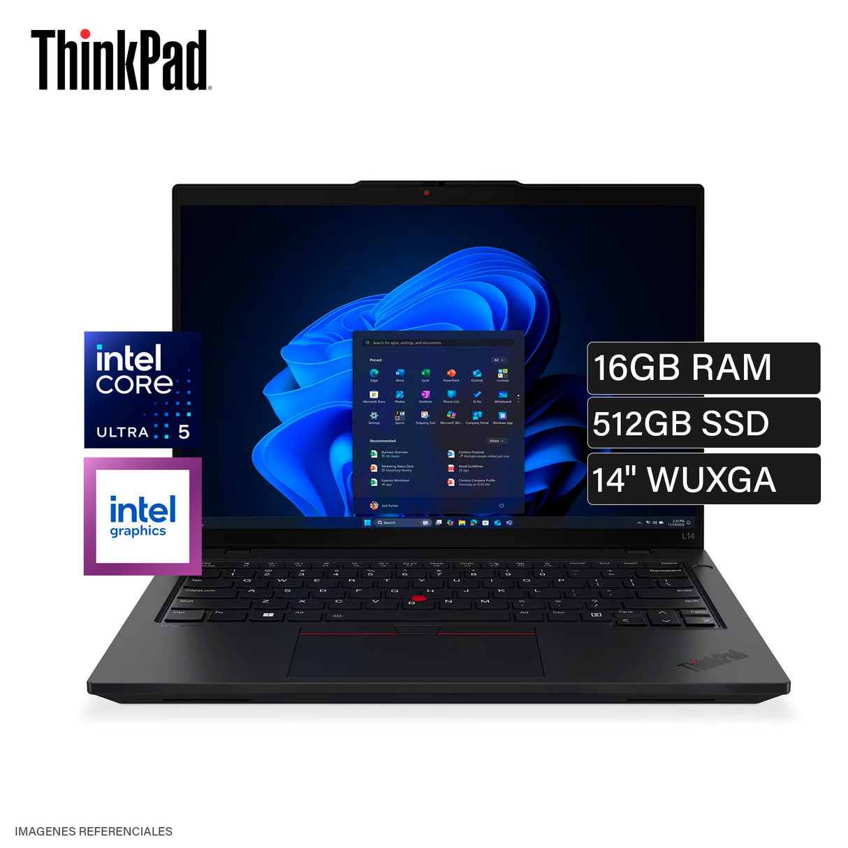 Laptop Lenovo ThinkPad L14 GEN 6 Intel Core Ultra 5 225U Ram 16GB Disco 512GB SSD 14" WUXGA Windows 11 Pro (21S7000VLM)