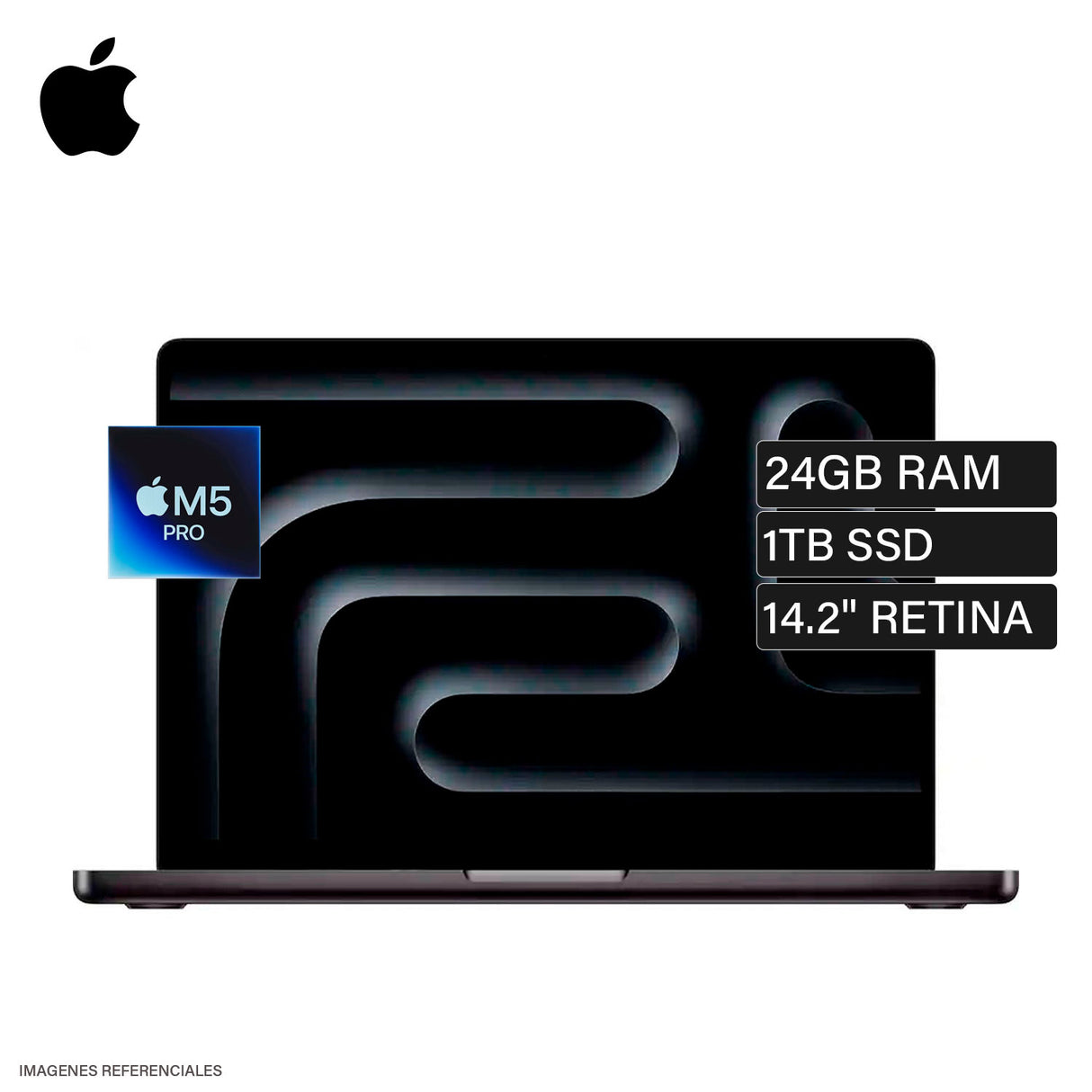 MacBook Pro 14 Chip M5 Pro RAM 24GB Disco 1TB SSD 14.2" Retina Space Black Teclado Inglés (MGDR4LL/A)