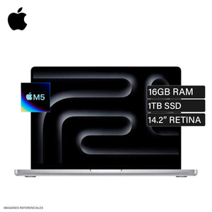 MacBook Pro 14 Chip M5 Ram 16GB Disco 1TB SSD 14.2" Retina Silver Teclado Español (MDE54E/A)