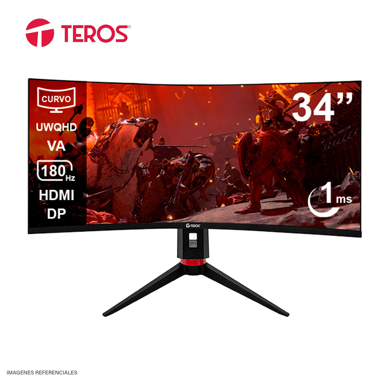 Monitor Curvo Gaming Teros TE-3412G, 34" UWQHD VA, 180Hz, 1ms, HDMI, DP, Audio Out