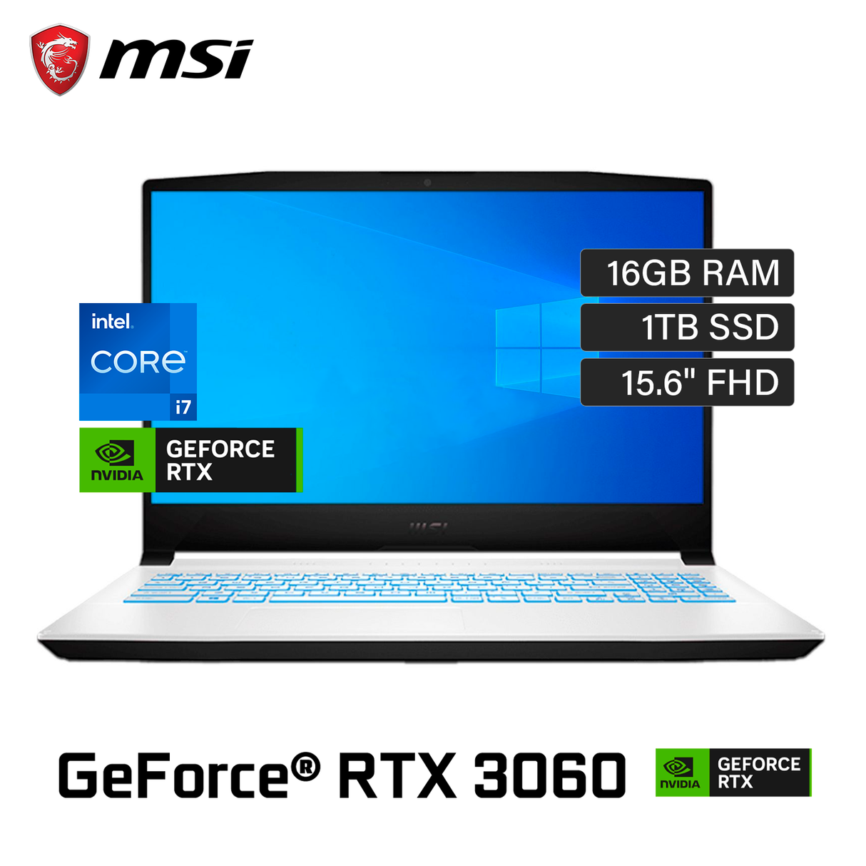 Laptop MSI SWORD 15 A12UE-605US Intel Core i7 12650H Ram 16GB Disco 1TB SSD Video Nvidia RTX 3060 6GB 15.6" FHD Windows 11