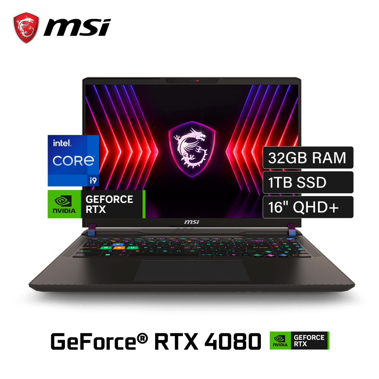 Laptop MSI Vector HX A14VHG 278US Intel Core i9 14900HX RAM 32GB Disco 1TB SSD Video Nvidia RTX 4080 12GB 16" QHD+ Windows 11