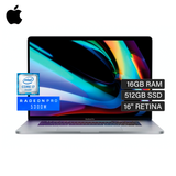 MacBook Pro A2141 Intel Core i7 2.6 Ghz Ram 16GB Disco 512GB SSD Video 4GB Radeon Pro 5300M 16" Gris Espacial Español (Open Box)