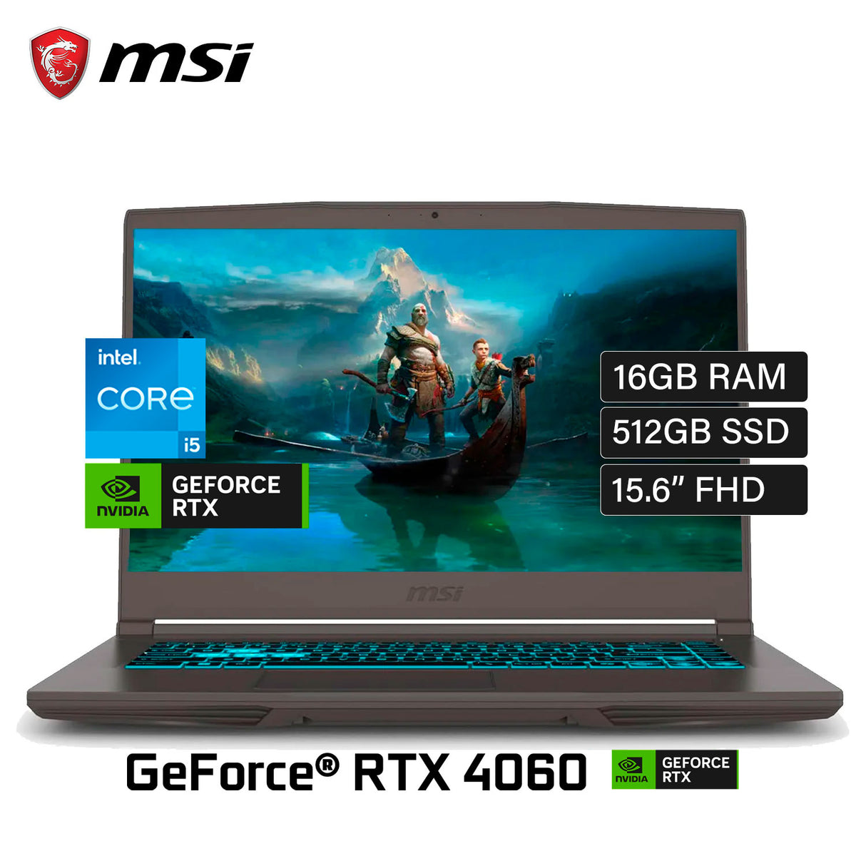 Laptop Gamer Msi Thin B13VF-2829US Intel Core I5-13420H Ram 16GB Disco 512GB SSD RTX 4060 8GB 15.6" FHD Windows 11 (9S7-16R831-2829)