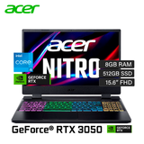 Laptop Acer Nitro 5 AN515-58-525P Intel Core i5 12450H RAM 8GB Disco 512GB SSD Video Nvidia RTX 3050 4GB 15.6" FHD Windows 11