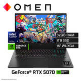Laptop HP Omen 16-an0075cl Intel Core Ultra 9 285H Ram 32GB Disco 1TB SSD Nvidia RTX 5070 8GB 16" WUXGA Windows 11 (B94T1UA#ABA)