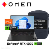 Laptop HP OMEN 16 XF0002LA AMD Ryzen 9 7940HS Ram 32GB Disco 1TB SSD NVIDIA RTX 4070 8GB 16.1″ FHD IPS Windows 11 + Mochila
