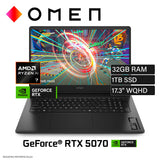 Laptop HP Omen 17-Db1097Nr Ryzen AI 7 350 RAM 32GB Disco 1TB SSD NVIDIA RTX 5070 17.3" WQHD Windows 11