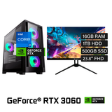 PC Escritorio Intel Ci7 13700F Ram 16GB Disco 1TB 500GB SSD Video Nvidia  RTX 3060 64GB Monitor Teros TE-2415S 23.8" FHD Kit Logitech MK120