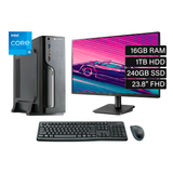 PC Escritorio Intel Ci5 12400 Ram 16GB Disco 240GB SSD + 1TB HDD Monitor 23.8" FHD + Kit Logitech MK120